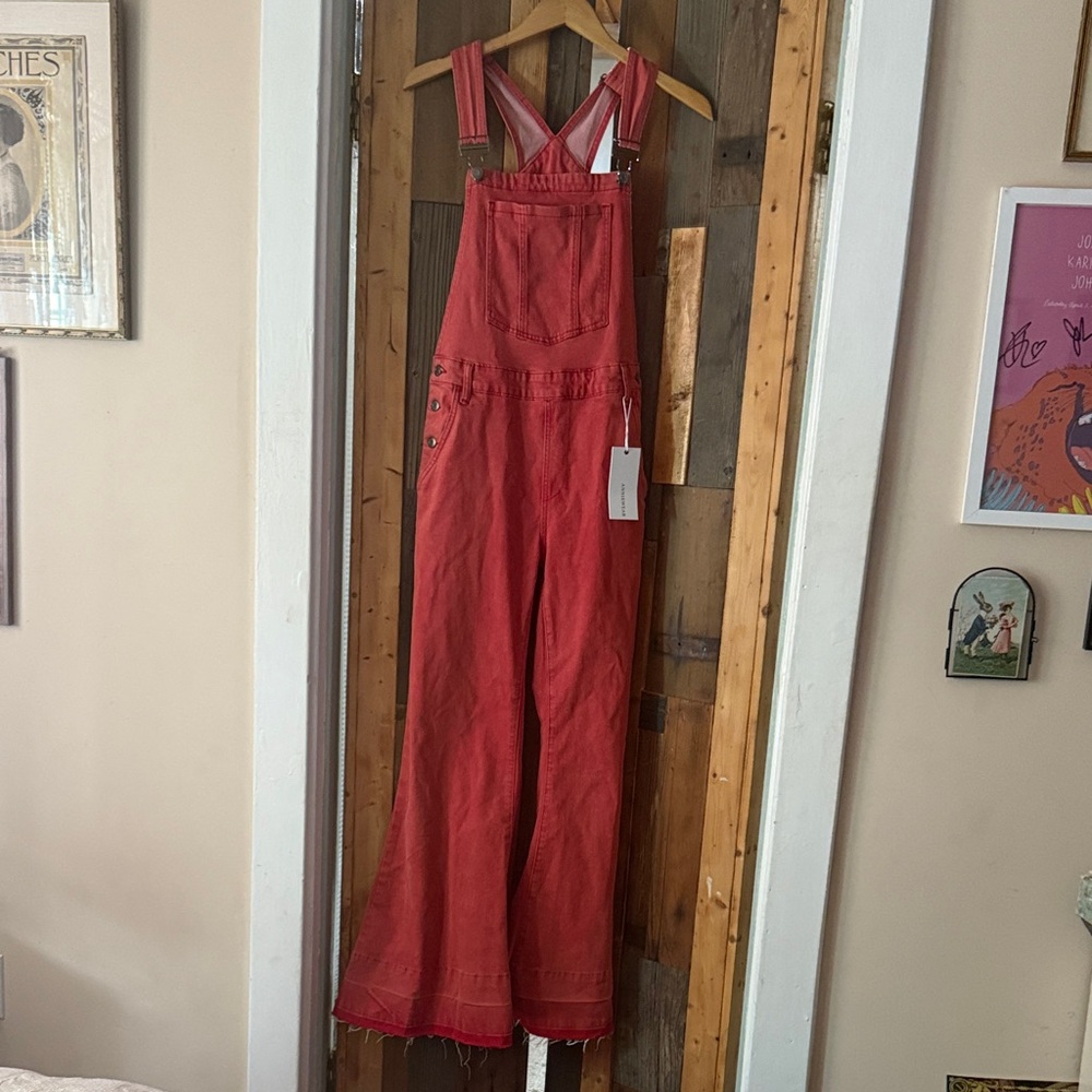 Women's Vibrant Red Denim Overalls